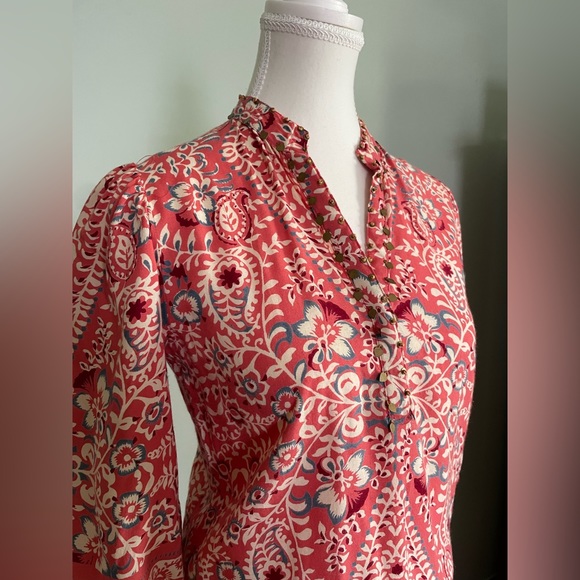 Alloy Apparel Boho Floral Print Pink Dress Bead Detail Size Small - Picture 5 of 12